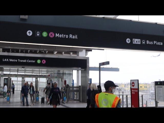 Downtown LA to LAX using the new Metro K and C line airport station.