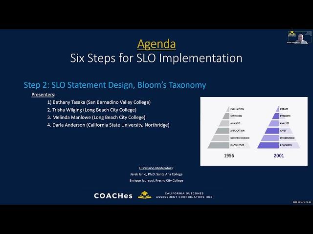 Steps for SLO Implementation. Step 2: Bloom's Taxonomy and SLO Statement Design