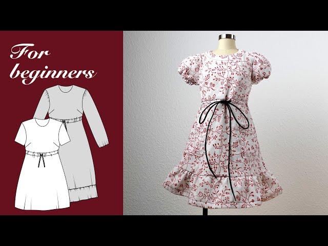 Sewing for beginners Part 6 - How to sew an easy drawstring dress from a free pattern