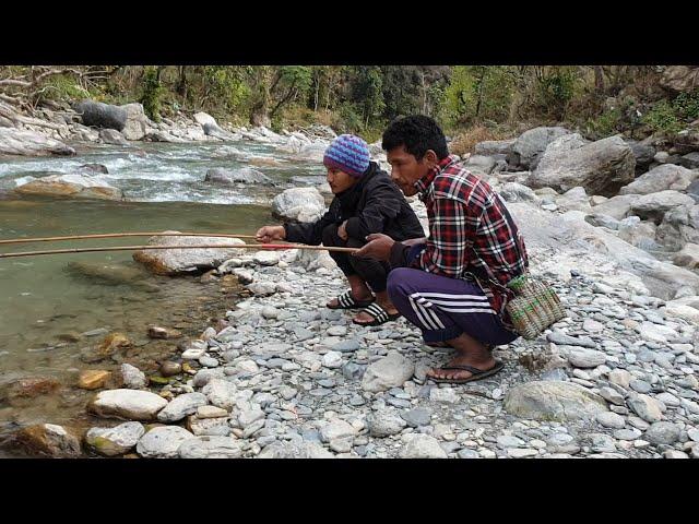 HOOK AND ROD FISHING IN STREAM RIVER OF NEPAL | ASALA FISHING | HIMALAYAN TROUT FISHING |