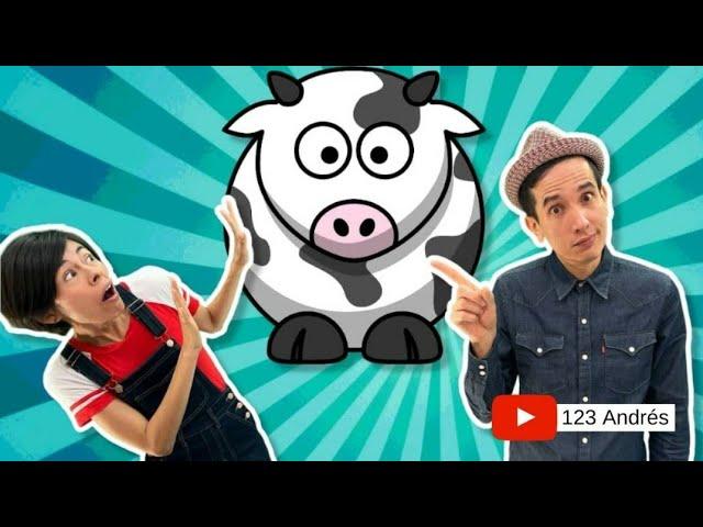 La vaca Lola y otras canciones divertidas de animales de 123 Andrés. Juegos y música para niños.