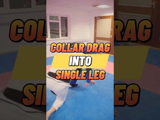 Collar Drag into Single Leg Takedown #judo #bjj #takedown
