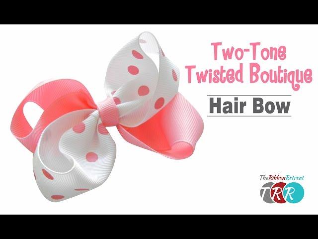 How to Make a Two Tone Twisted Boutique Hair Bow - TheRibbonRetreat.com