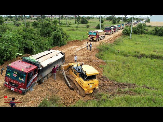 Fail An Getting Out Of Dump Trucks Stuck On Road With Bulldozer & Last Work​ ​Dump Trucks Team