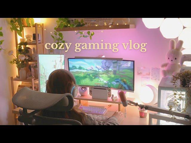 cozy gaming vlog  slice of life, minecraft, nintendo switch, keyboard unboxing, pinterest inspired