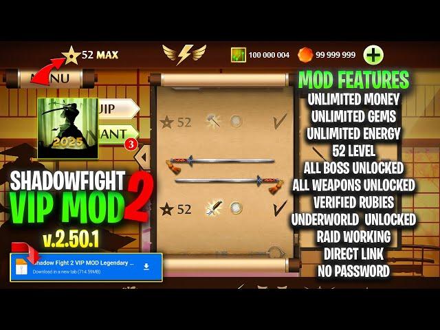 Shadow Fight 2 Mod APK Unlimited Resources, MAX Level 50000, All Weapons Unlocked | Direct Link