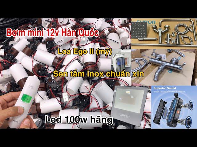 Bơm mini tăng áp hàn quốc, Mũi khoan mạ crom, led opple, Loa bluetooth, Dây điện, Sen tắm inox