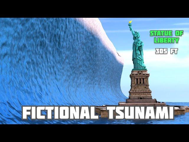 Fictional TSUNAMI Height Comparison On The Earth 