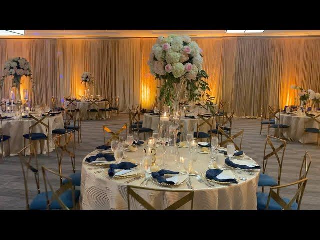 Champagne, Navy & Blush Wedding: Wedding Reception Decor