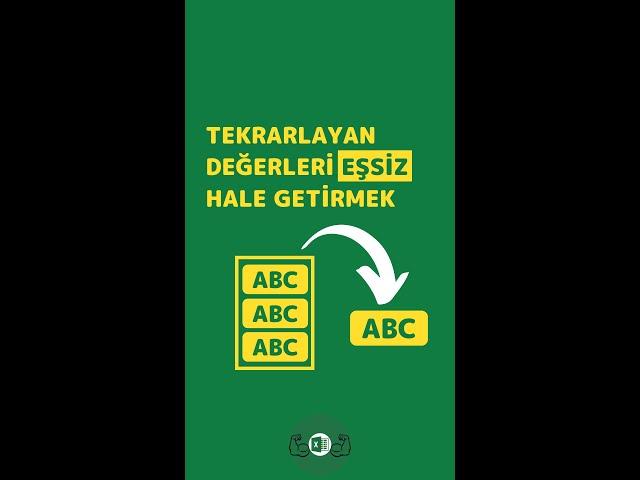 #EXCELDE TEKRARLAYAN DEĞERLERİ BENZERSİZ YAPMAK | #shorts