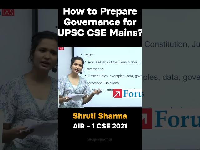 How to Prepare Governance for UPSC CSE Mains | Ft. Shruti Sharma | #shorts #lbsnaa