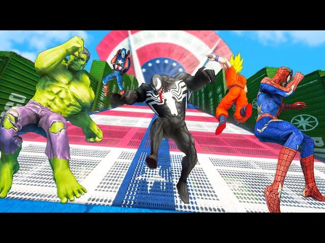 EXTREME OBSTACLES Jumps/Falls Ragdolls Challenge! (GTA 5 Funny Superhero Contest) Ep.457