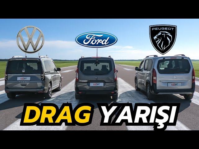 TİCARİ DRAG YARIŞI: Caddy vs Tourneo vs Rifter | VW v Ford v Peugeot | @uzmediatr