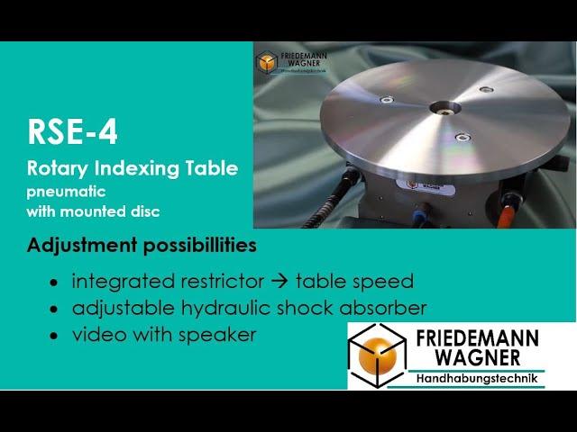 Pneumatic rotary indexing table RSE-4 adjustment possibillities - tablespeed and damping