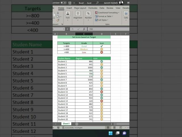 Set Icons in Excel  like a Champ #shorts