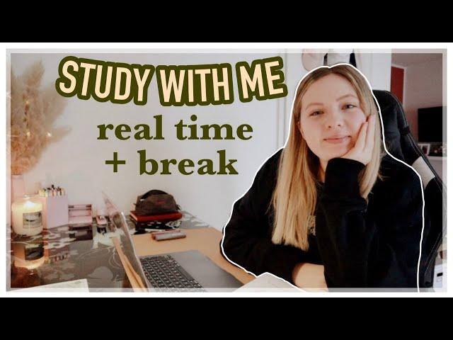 2 HOUR COZY STUDY WITH ME // background noise, 15-min break, library feeling