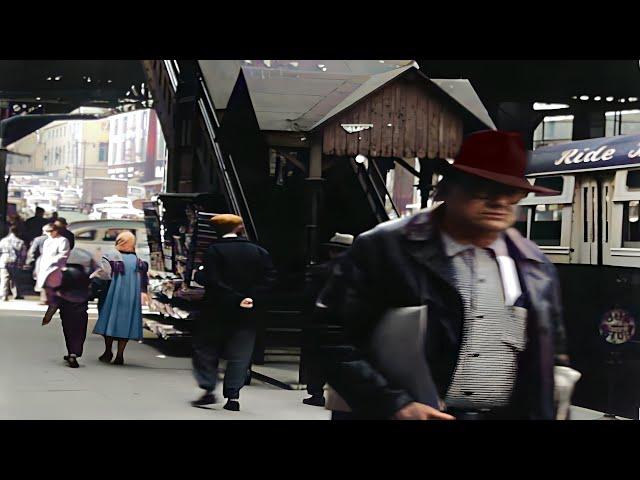 New York City 1950s in color, Third Ave El [60fps, Remastered] w/sound design added