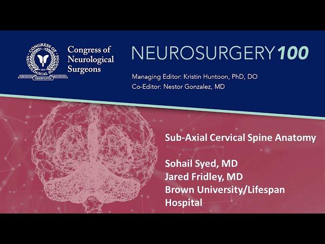 CNS Neurosurgery 100: Sub-Axial Cervical Spine Anatomy