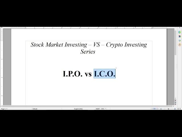 Stock Market vs Bitcoin (Crypto) Investing (IPO vs ICO)