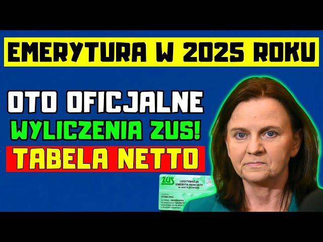 EMERYCI, UWAGA! MINIMALNA EMERYTURA W 2025 ROKU. OTO OFICJALNE WYLICZENIA ZUS! TABELA NETTO