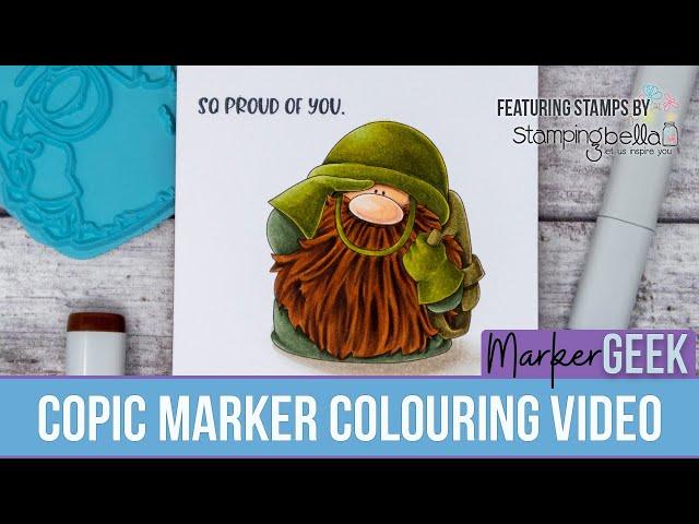 Copic Marker Colouring Stamping Bella Gnome Soldier rubber stamp