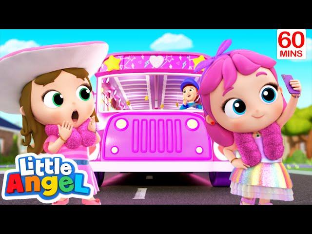 Wheels on the Pink Party Bus + 35 Minutes of Little Angel Kids Songs & Nursery Rhymes