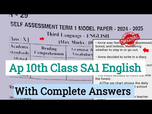 Ap 10th class Sa1 English real question paper and Answers 2024-25|10th class English answer key 2024