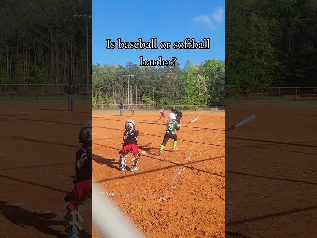 which one is harder and why? #softball #baseball #ytshort #shorts