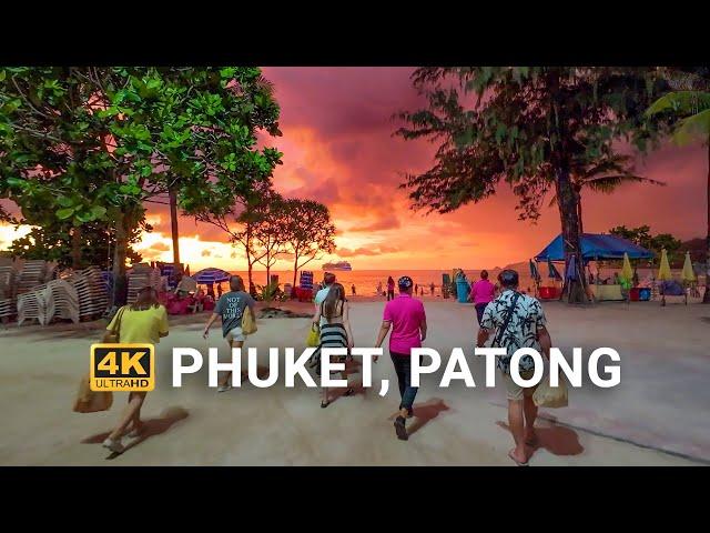 4K HDR Patong Beach Walking Tour | Phuket, Thailand