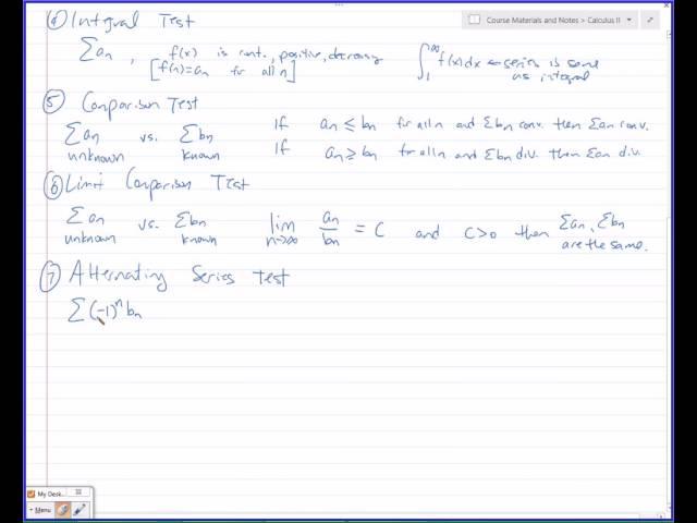 Calculus 2 - Summary of Series Tests