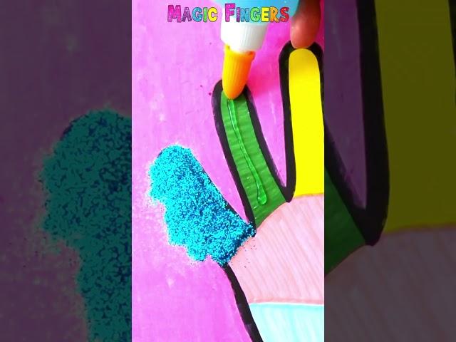Drawing and Glitter Coloring Hand Together ! #drawing #coloring #kids #toddlers #kidsdrawing