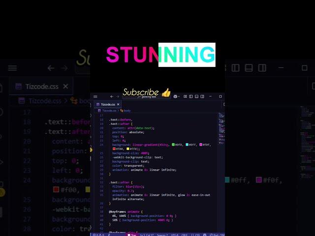 Glowing Gradient Text Animation with Pure CSS  | HTML & CSS #Shorts
