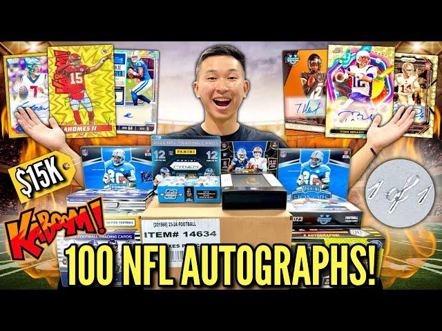 Opening INSANE NFL Football packs until I pull 100 AUTOGRAPH CARDS (ANNUAL $15000 KICKOFF BREAK)! 