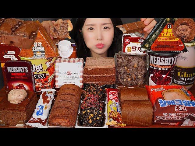 KOREAN CONVENIENCE STORE CHOCOLATE DESSERT CHOCOLATE CAKE ASMR EATING SOUNDS MUKBANG