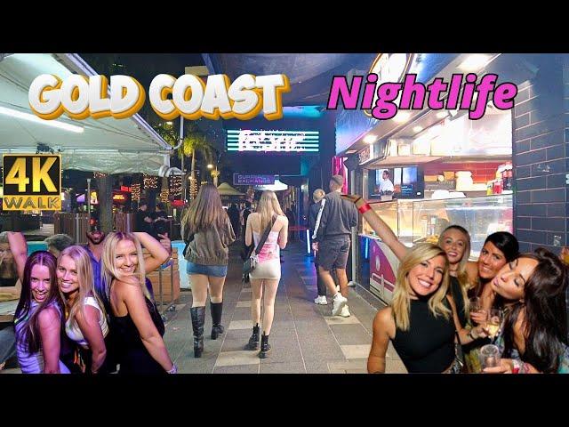 Nightlife in Gold Coast Australia  City Walking Tour at Night 4K