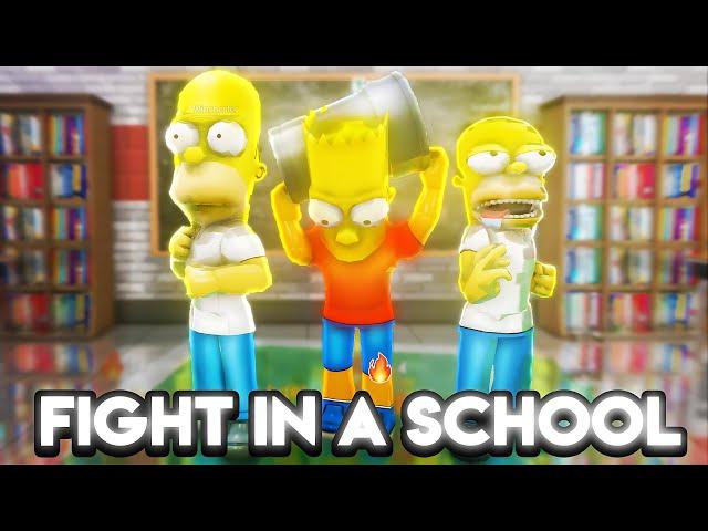 We Became The SIMPSONS in Roblox Fight In A School