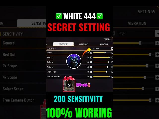 White 444 Secret Sensitivity Setting || All Gun Auto Headshot Sensitivity Settings In Free Fire 2025