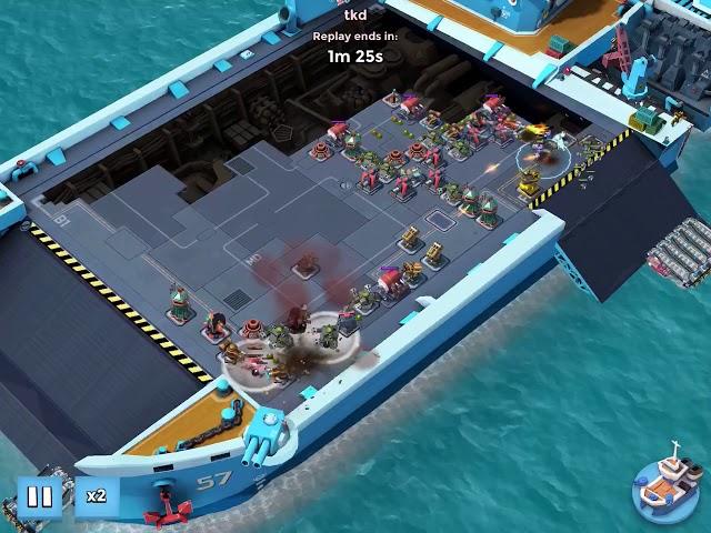 Boombeach warship (after unlocked shock bomb) and tech tree