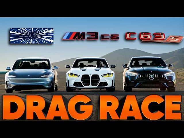 New Tesla Model 3 Performance v BMW M3 CS v AMG C63 S E Perf — Cammisa Ultimate Drag Race Replay