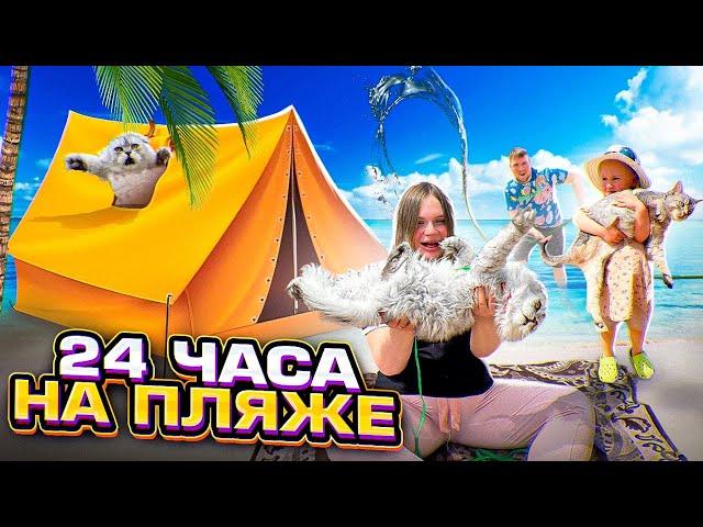 24 ЧАСА НА ОЗЕРЕ С КОТАМИ | КЕВИН И СЛАДУН НА ПЛЯЖЕ! С котом вход разрешён