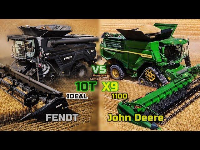 Fendt IDEAL 10T VS John Deere X9.1100 - Monster Combines comparison (Largest JD vs Largest Fendt)