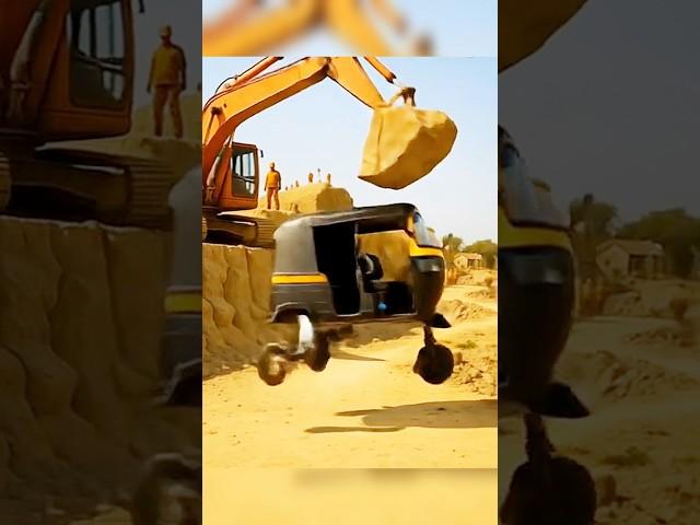 Auto rickshaw vs jcb excavator