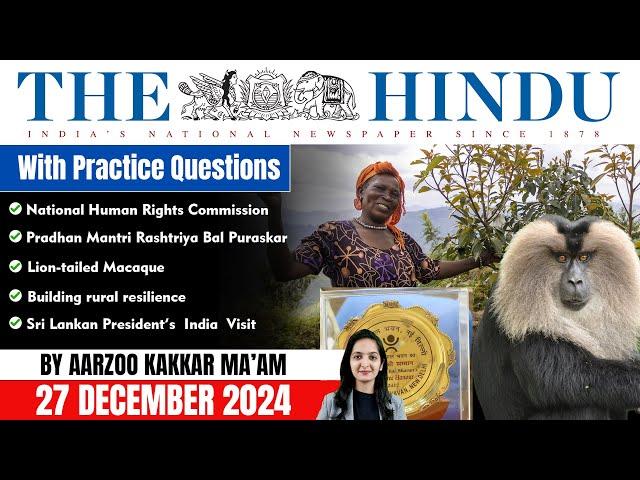 The Hindu Newspaper Analysis | Daily Current Affairs | 27 Dec 2024 Current Affairs | SRIRAM's IAS