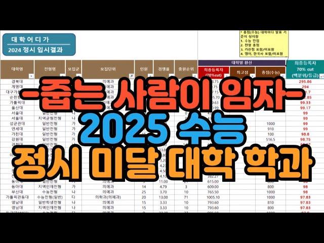 [수시장인] 2025 수능 정시 미달 대학 학과 / 정시 경쟁률 충원율 눈치작전 미달 펑크 빵꾸 줍줍