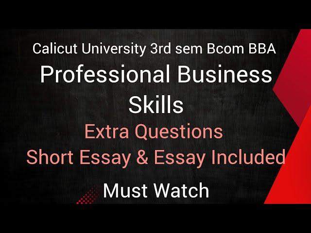 Calicut University 3rd Sem PBS Extra Questions With Short Essay and Essay Questions