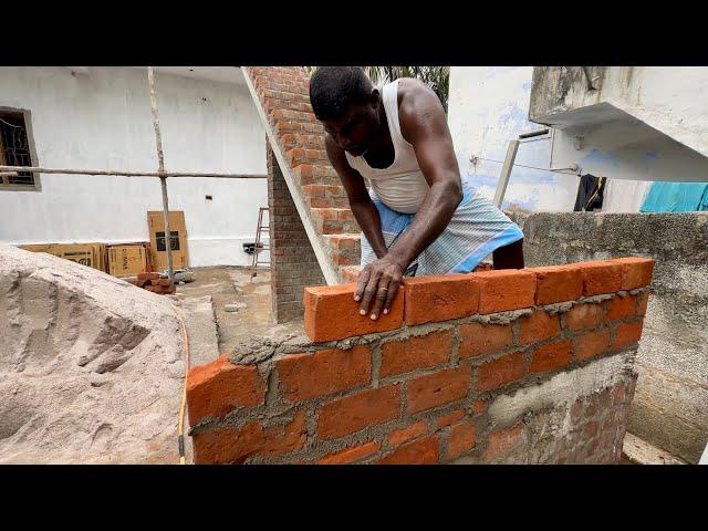 Amazing Stairs design Hand Wall Construction Bricklaying  Techniques-Using by sand and cement mixer