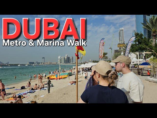 3:30pm Dubai UAE "Metro +Walk": Union MS to Dubai Marina via DMCC Metro Station (3.23.24: 4K-UHD)