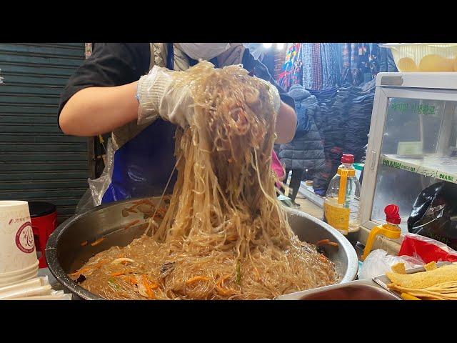 Cheese Tuna Gimbap with japchae - Korean Street food