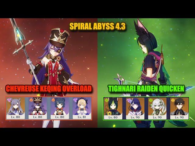 C0 Chevreuse Keqing Overload & C0 Tighnari Raiden Quicken | Spiral Abyss 4.3 | Genshin Impact