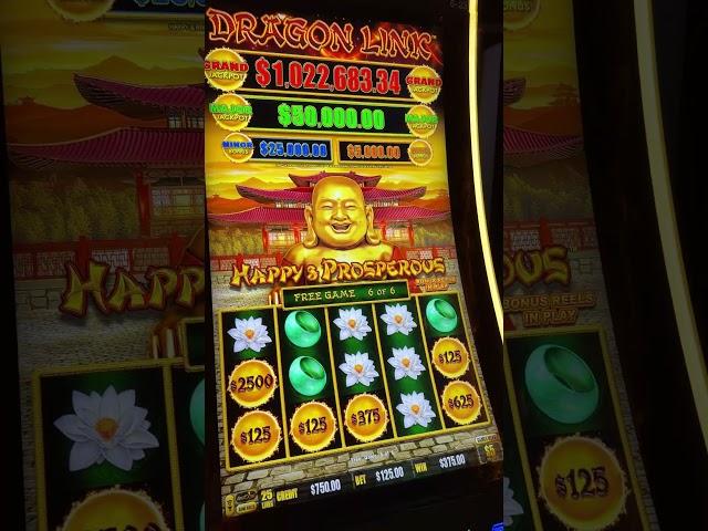 Three Pots BONUS Brings Six Balls On a $125 Bet on Happy & Prosperous! #dragonlink #casino #gambling